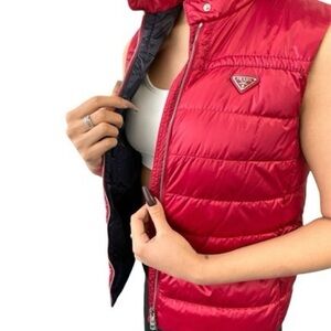 Prada Women's Red Puffer Vest